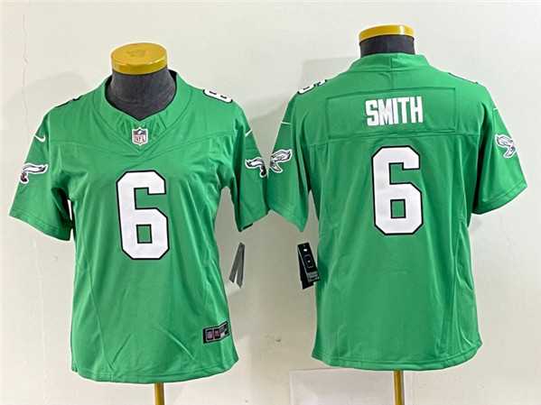 Womens Philadelphia Eagles #6 DeVonta Smith Green 2023 F.U.S.E. Stitched Football Jersey(Run Small)